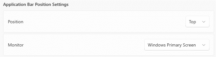 Image of the Application Bar position settings