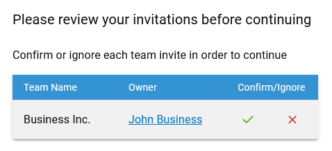 Image showing Pending Team Membership invitations