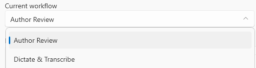 Image of the Current Workflow dropdown