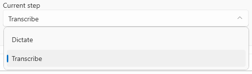 Image of the Current Step dropdown