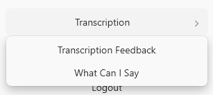 Image of the Transcription Feedback menu item.